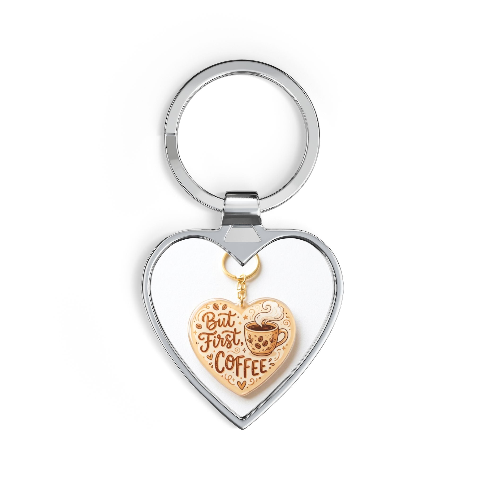 But First Coffee Heart Keychain | Coffee Lover Gift | Cute Bag Charm