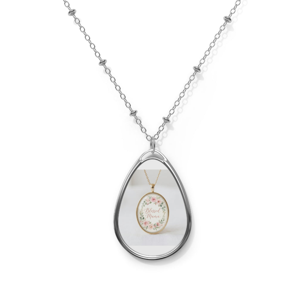 Blessed Mama Oval Necklace | Pendant Jewelry | Mother Gift