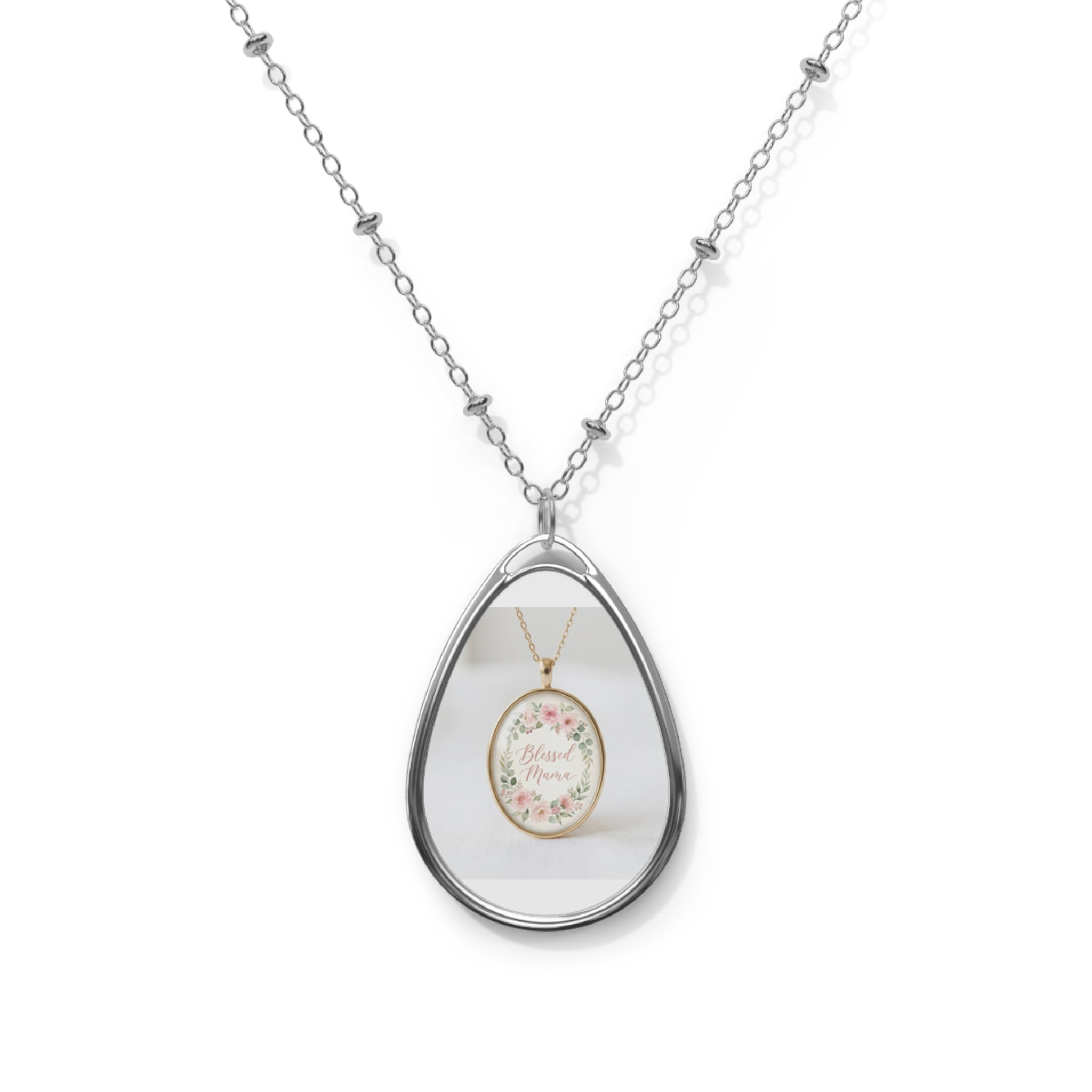Blessed Mama Oval Necklace | Pendant Jewelry | Mother Gift