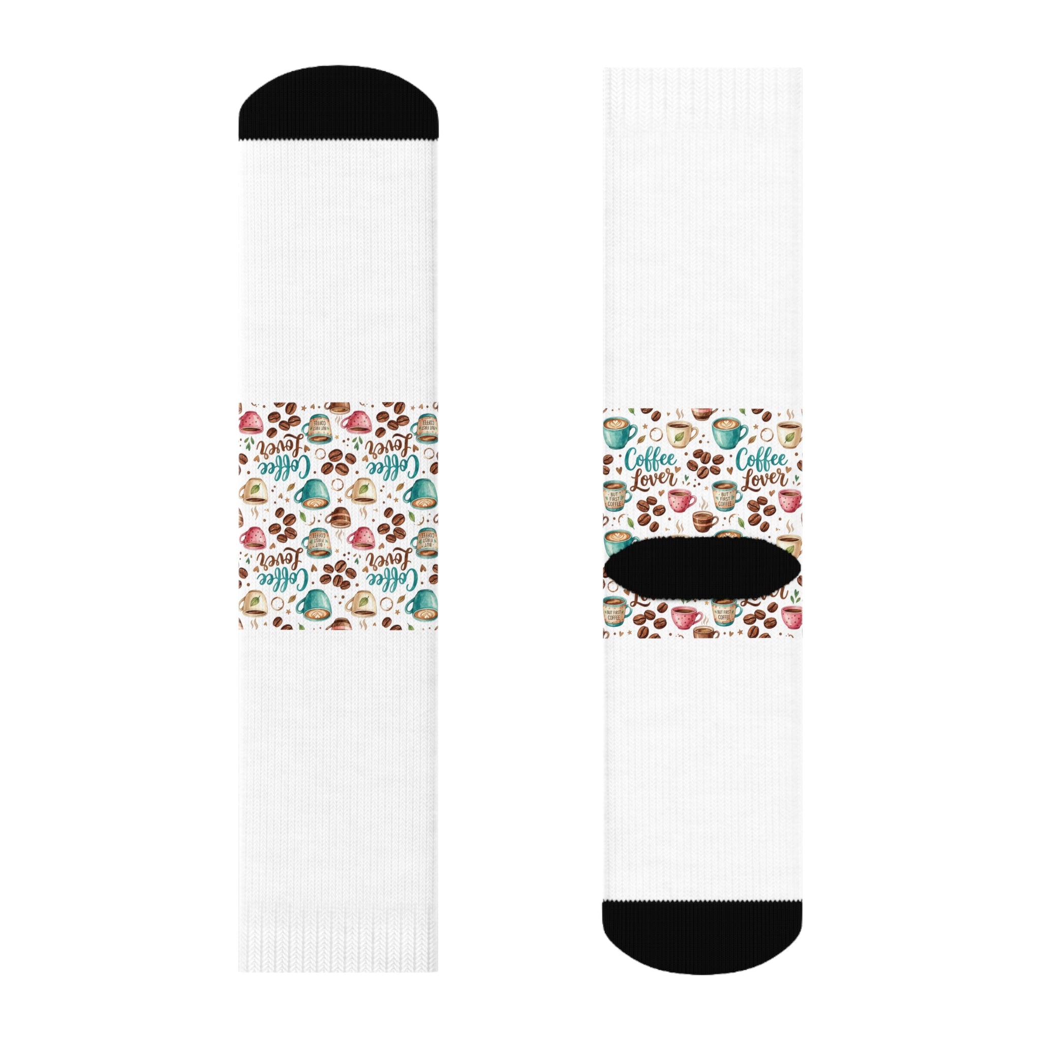 Coffee Lover Crew Socks | Watercolor Barista Gift | Funny Coffee Socks