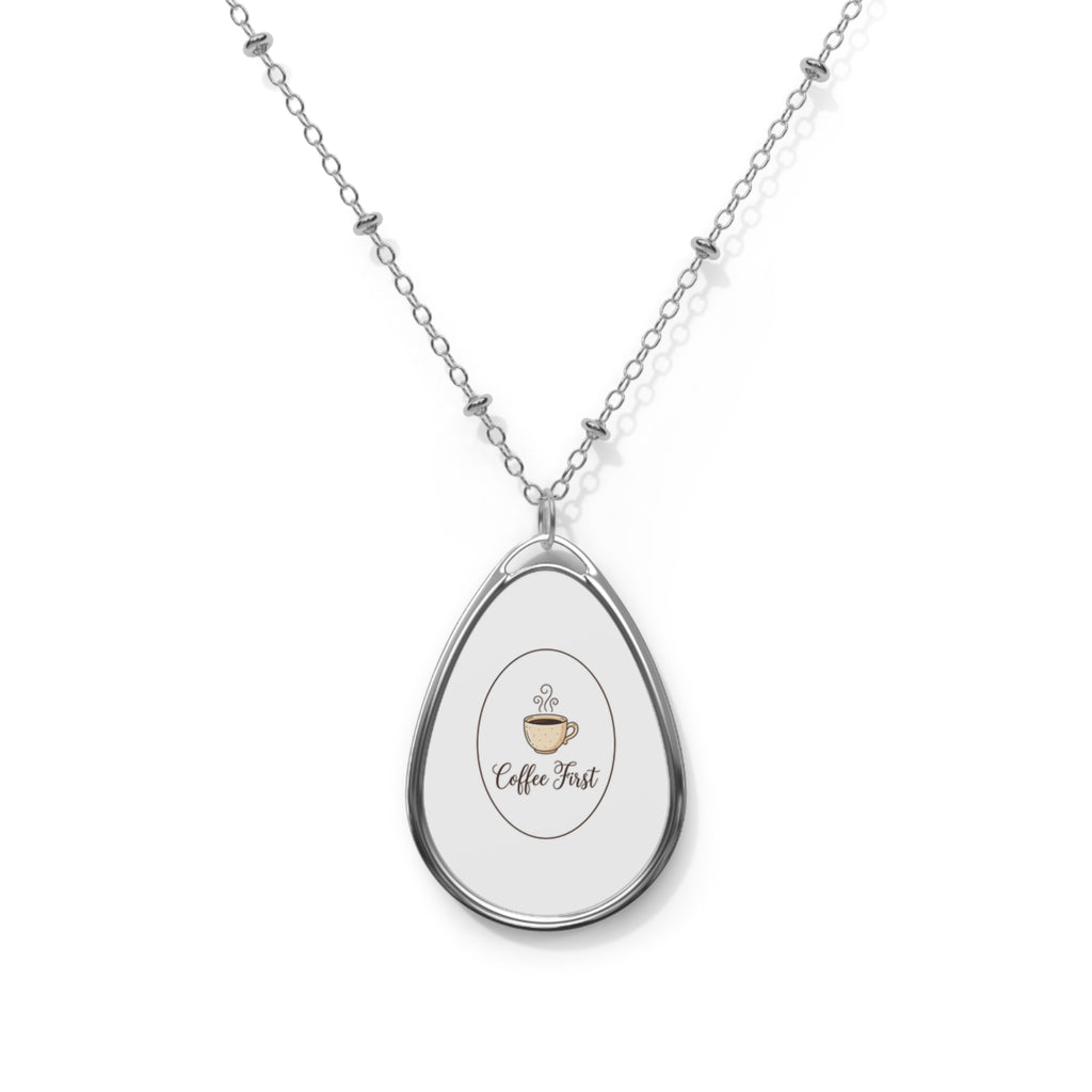 Coffee Lover Necklace | Oval Pendant Jewelry | Barista Gift