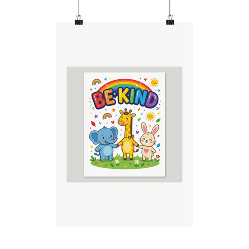 Be Kind Nursery Poster | Colorful Animals Kids Wall Art