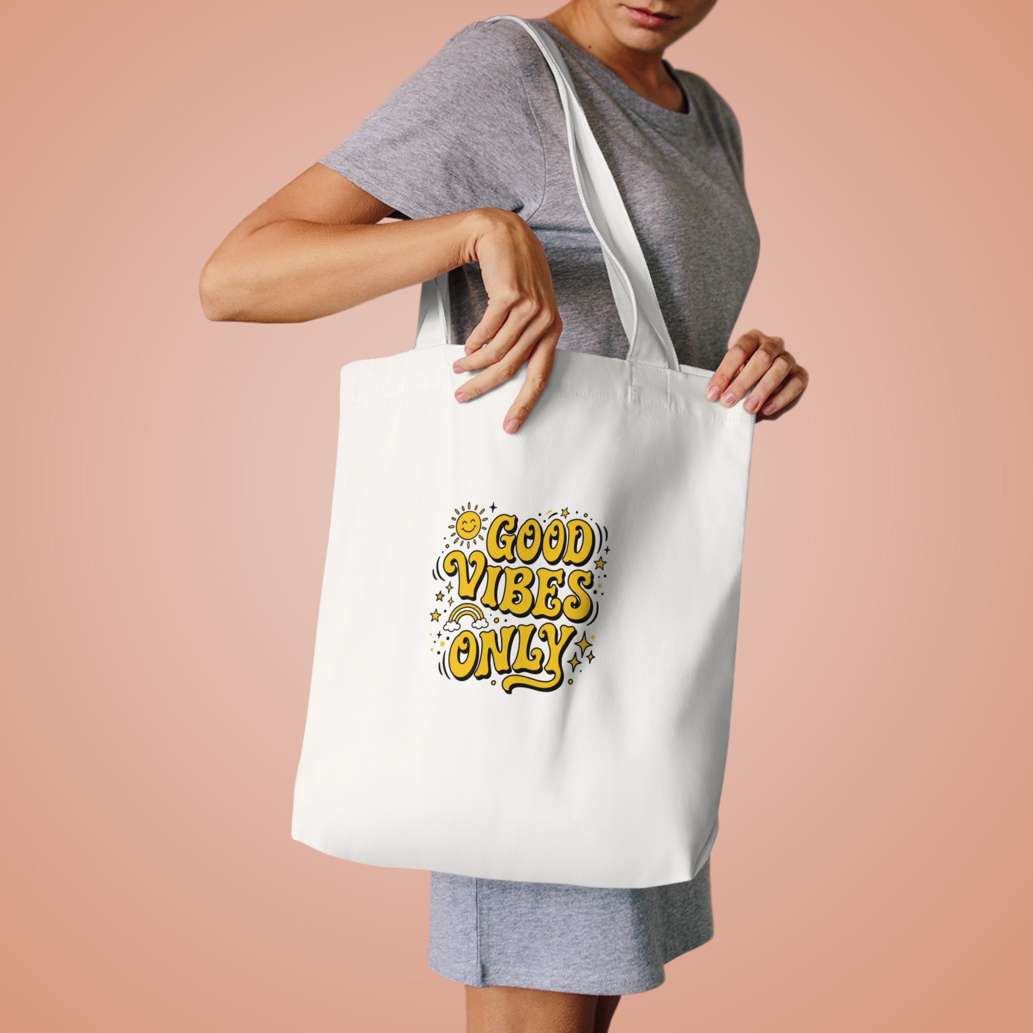 Good Vibes Only Tote Bag | Retro Groovy Aesthetic Bag