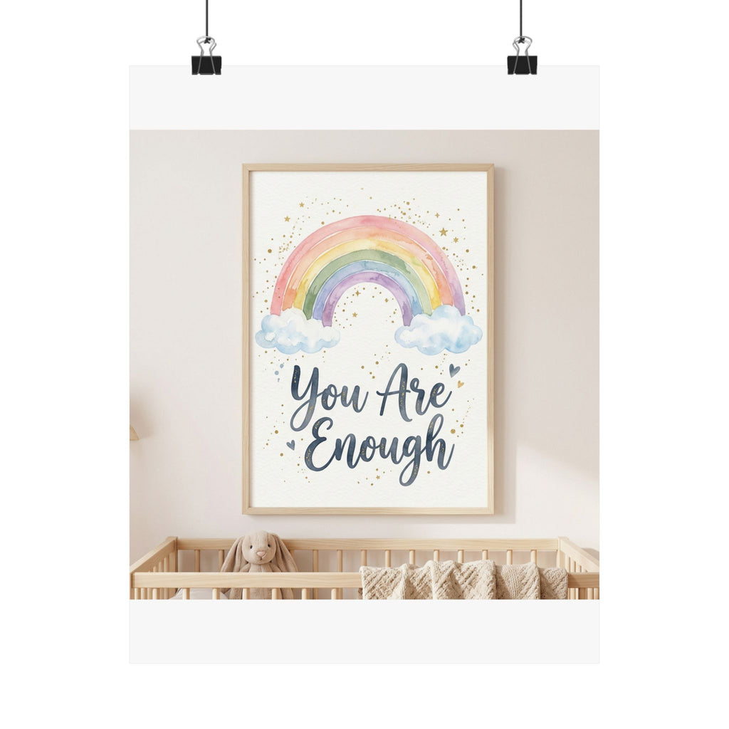 You Are Enough Inspirational Kids Room Poster | Rainbow Wall Art