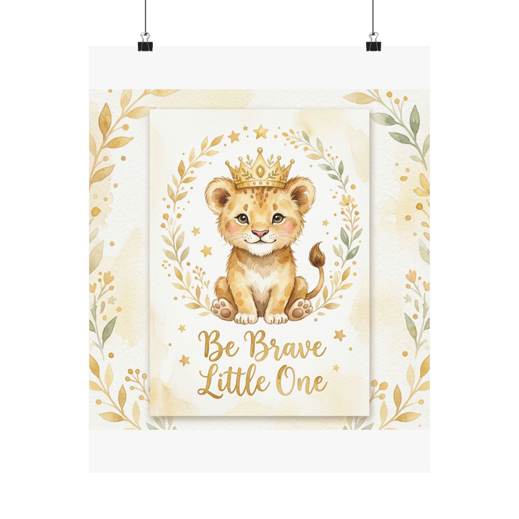Be Brave Little One Nursery Poster — Lion Cub Kids Wall Art