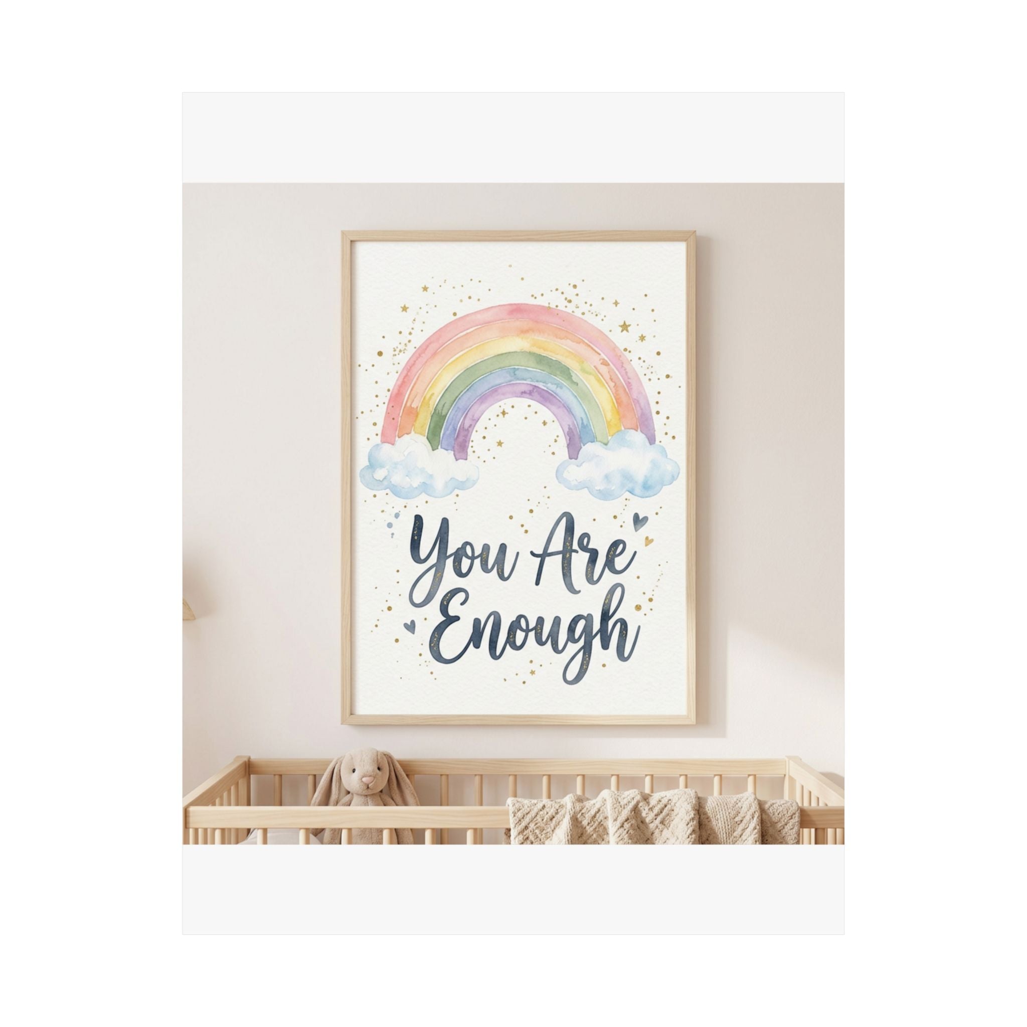 You Are Enough Inspirational Kids Room Poster | Rainbow Wall Art