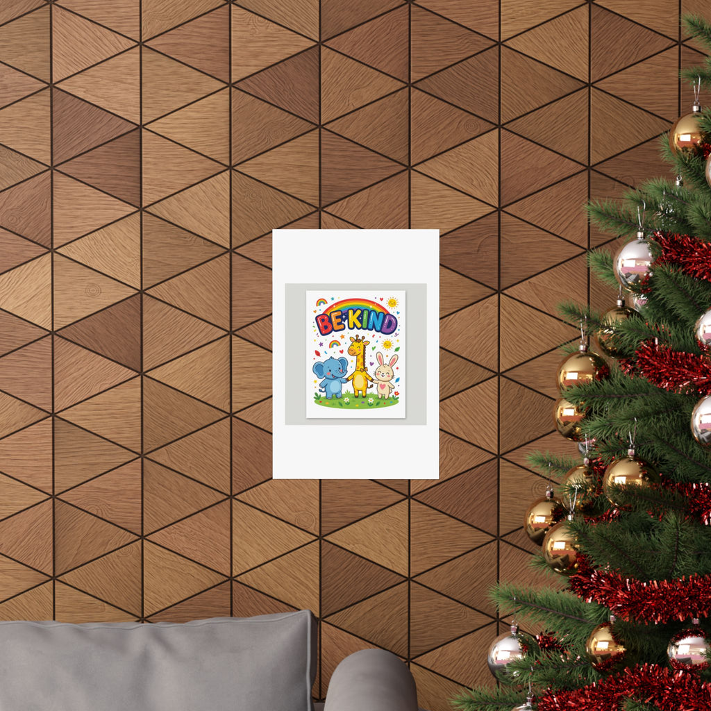 Be Kind Nursery Poster | Colorful Animals Kids Wall Art