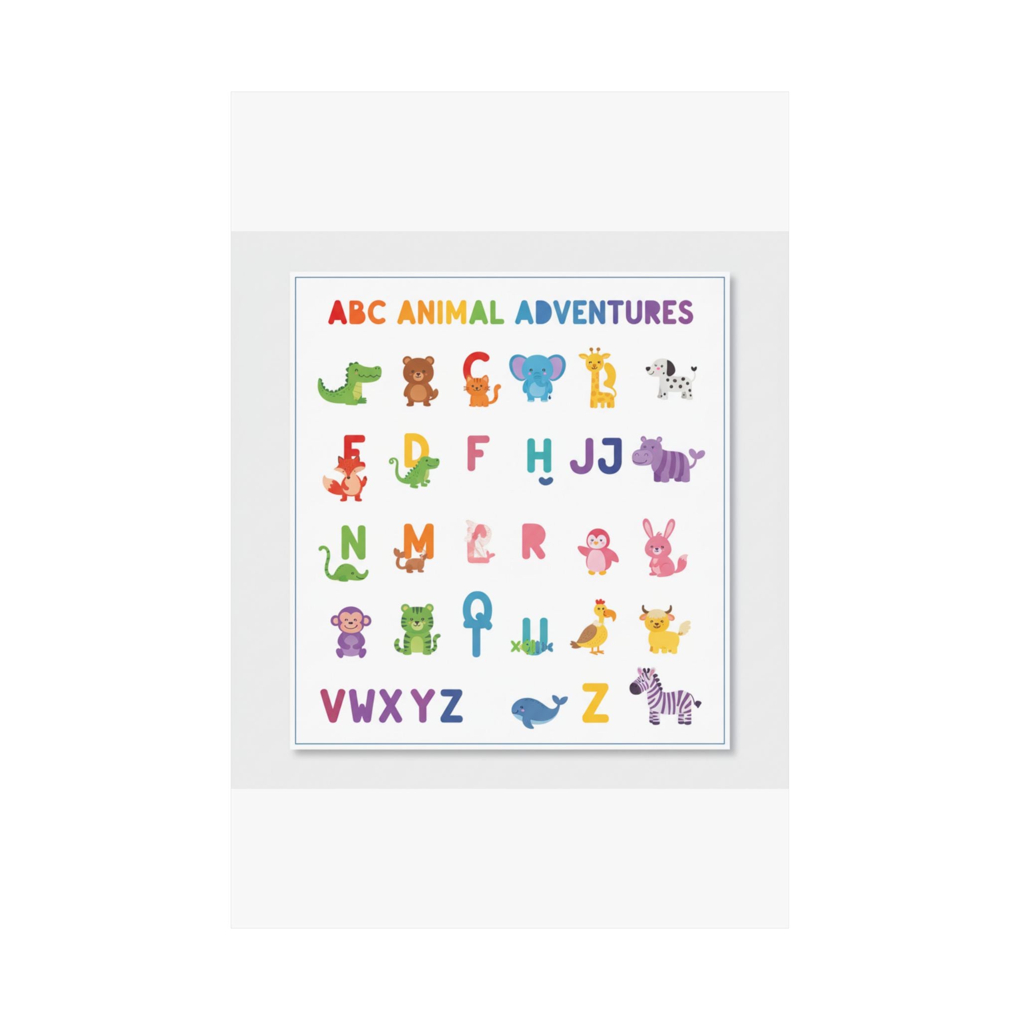 Alphabet Animals Kids Educational Poster | ABC Wall Art