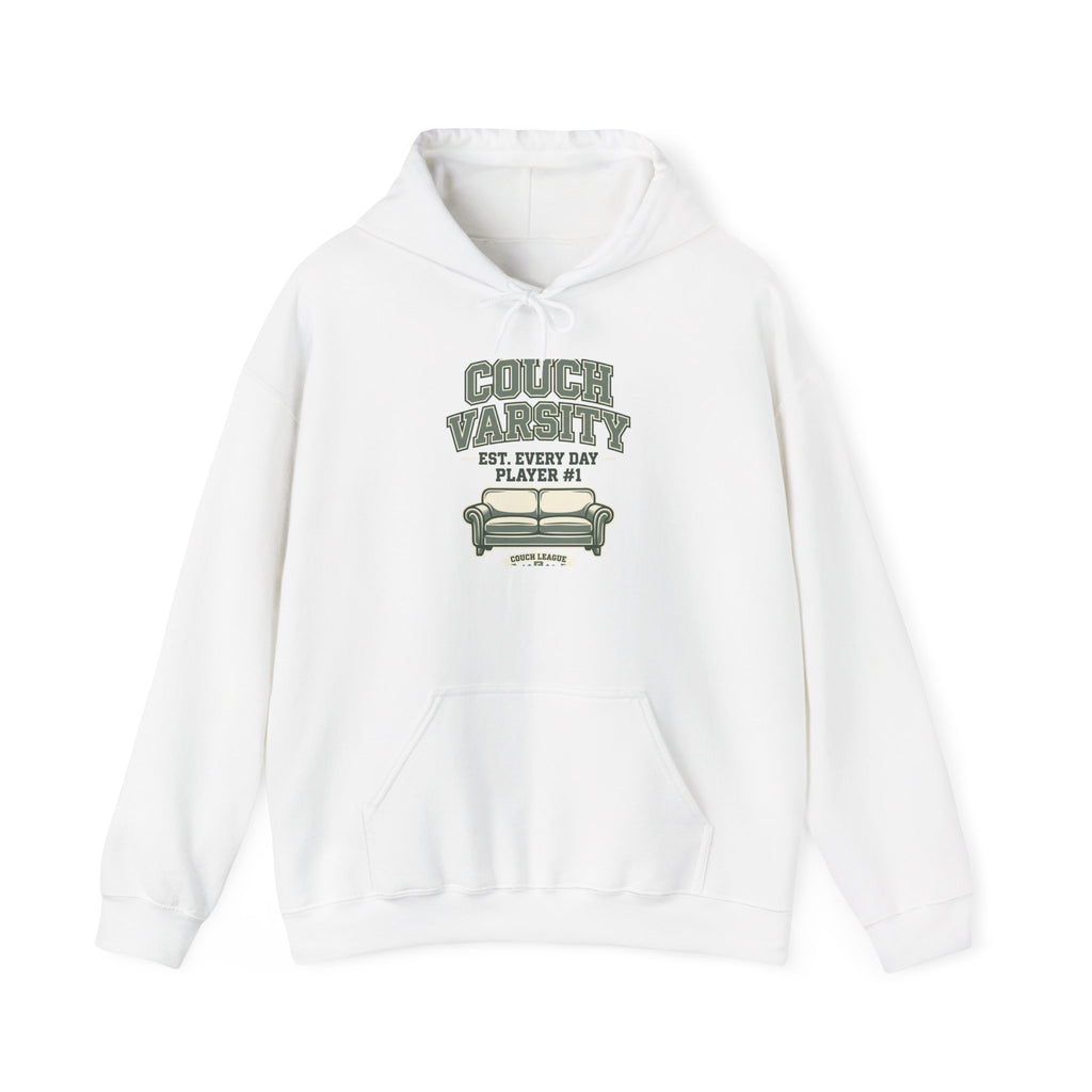 Couch Varsity Hoodie | Funny Lazy Collegiate Sweatshirt
