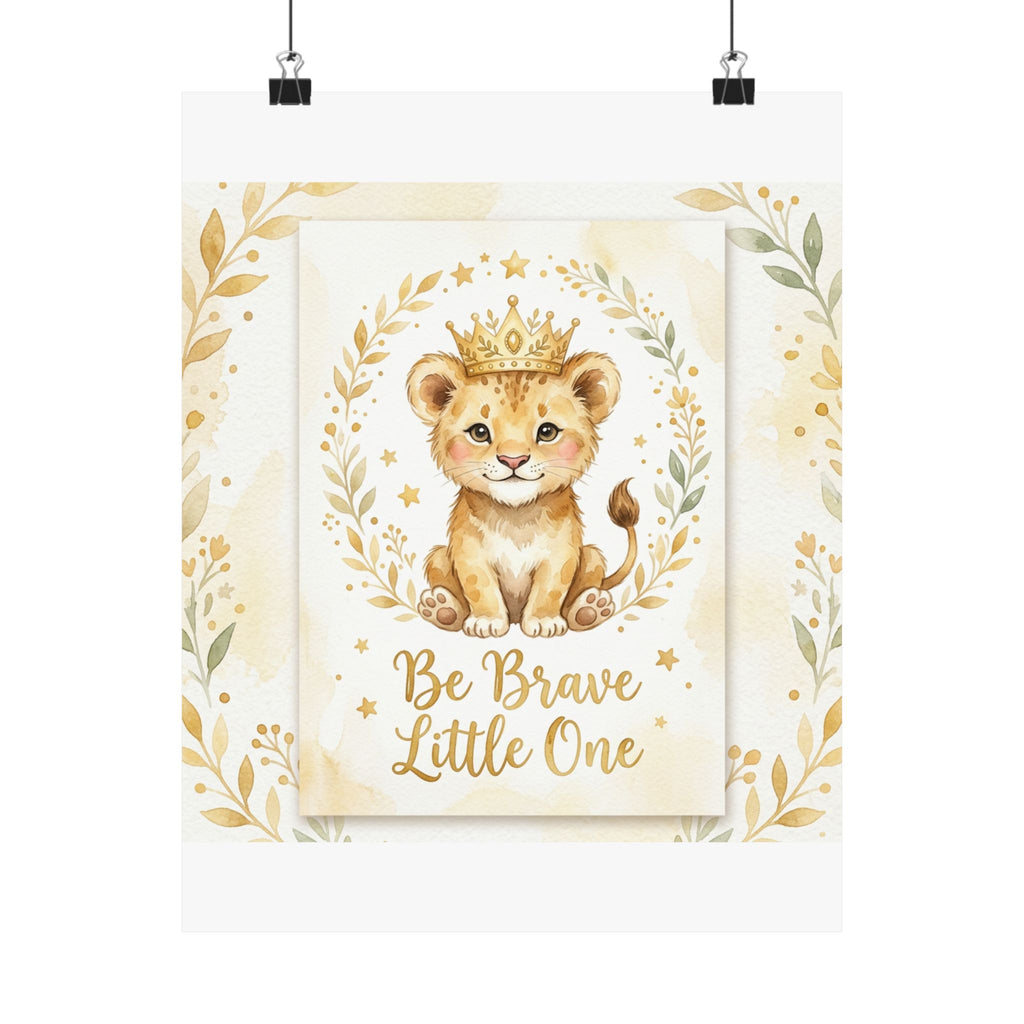 Be Brave Little One Nursery Poster — Lion Cub Kids Wall Art