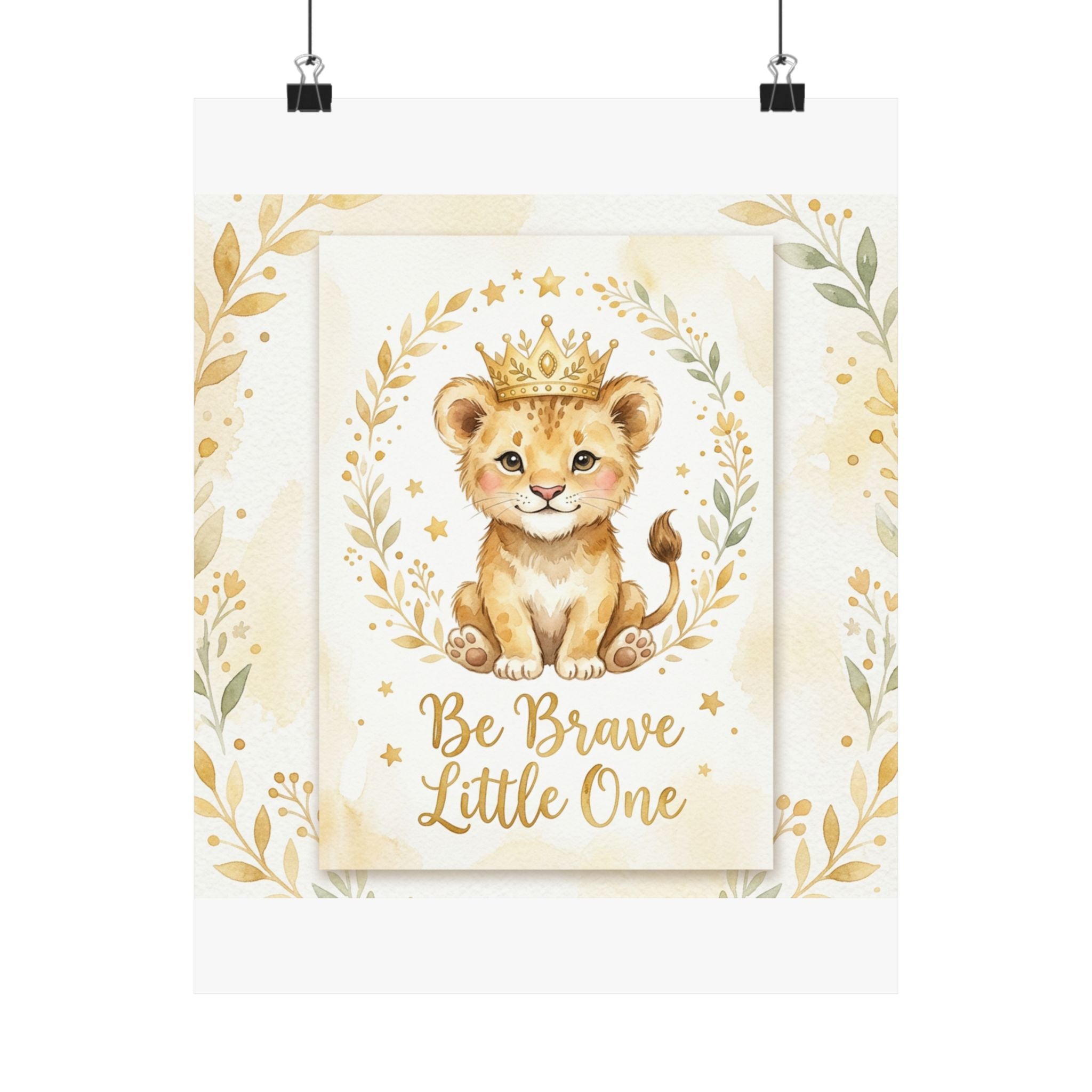 Be Brave Little One Nursery Poster — Lion Cub Kids Wall Art