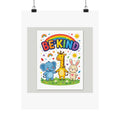 Be Kind Nursery Poster | Colorful Animals Kids Wall Art