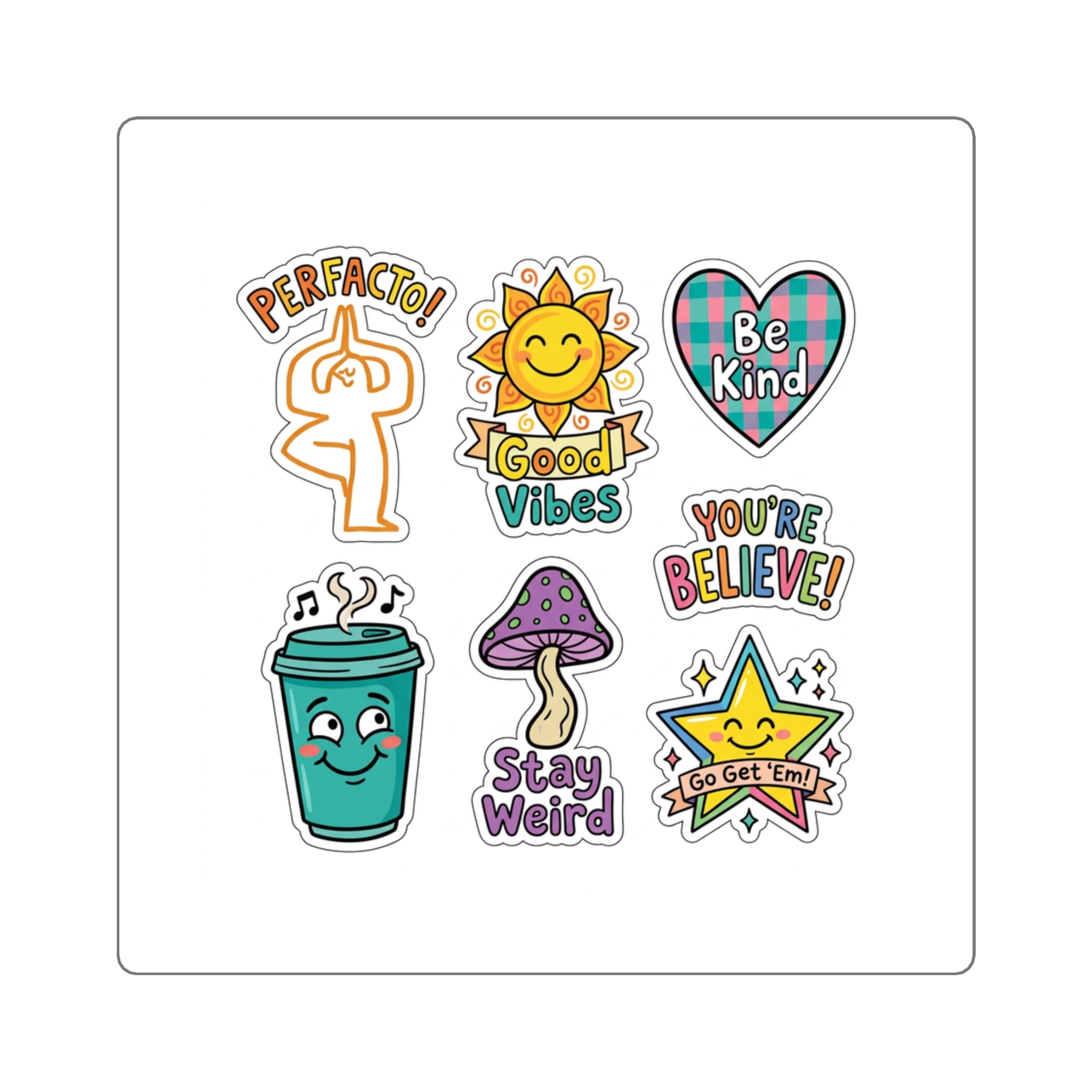 PERFACTO! Good Vibes Sticker Pack | Fun Brand Sticker Sheet