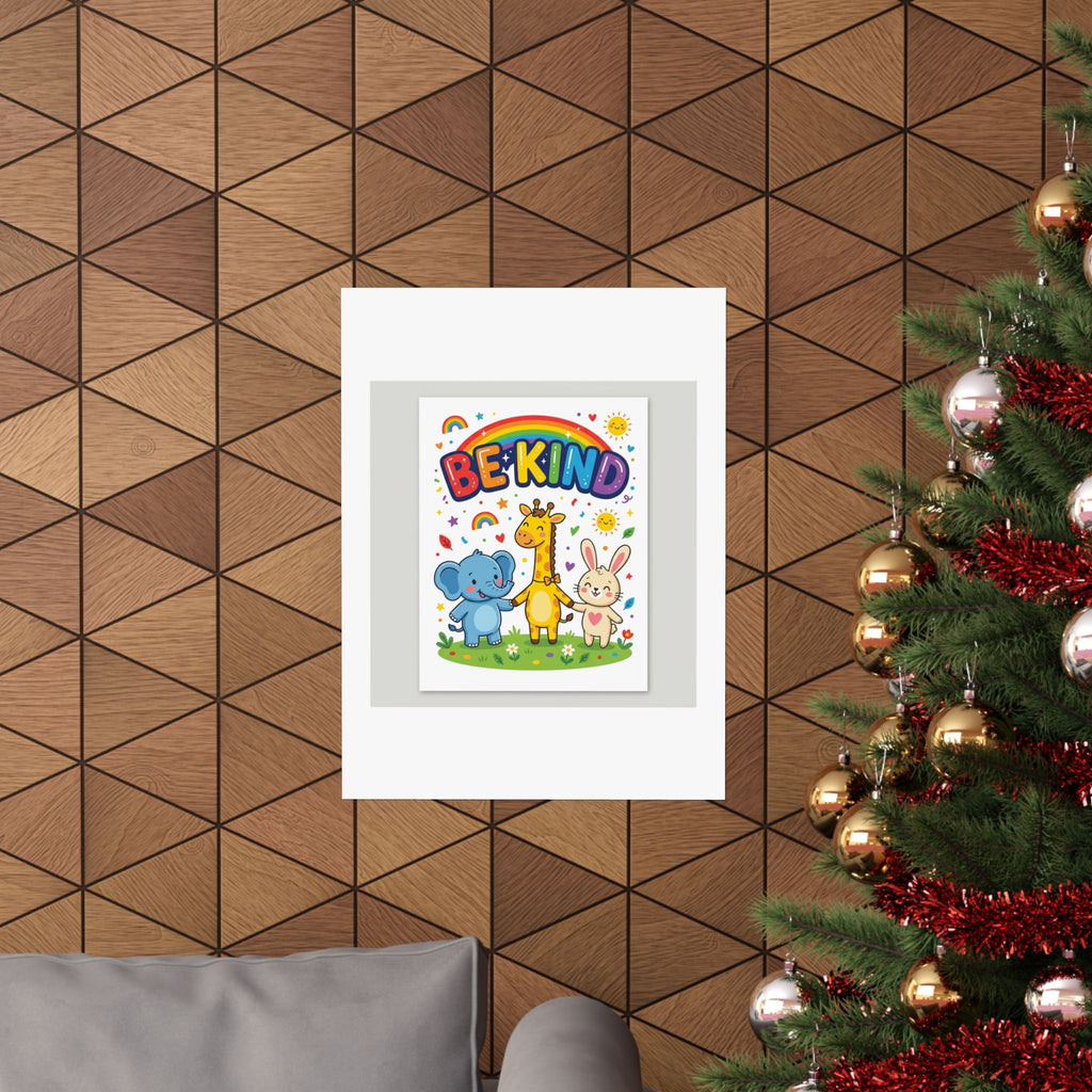 Be Kind Nursery Poster | Colorful Animals Kids Wall Art