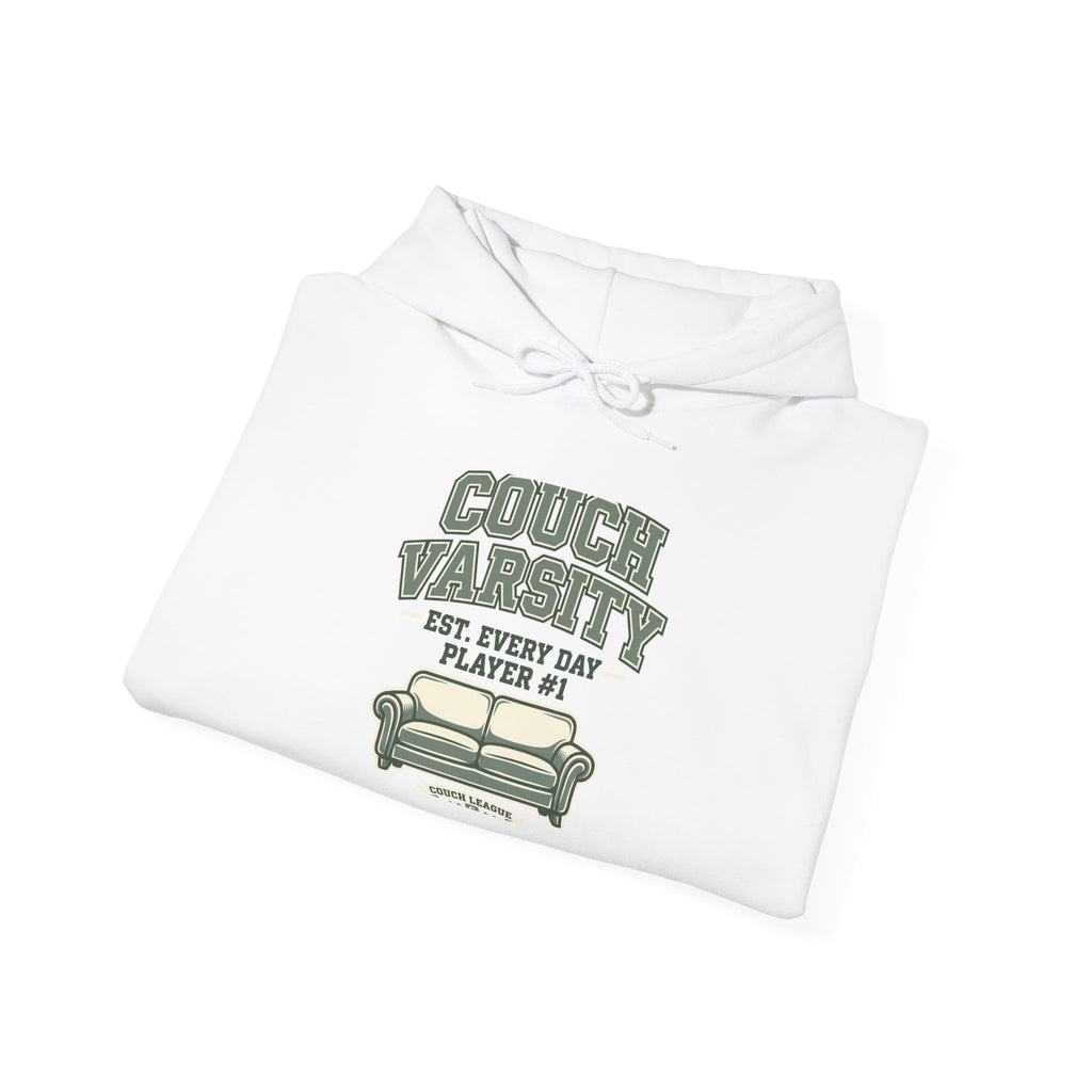 Couch Varsity Hoodie | Funny Lazy Collegiate Sweatshirt