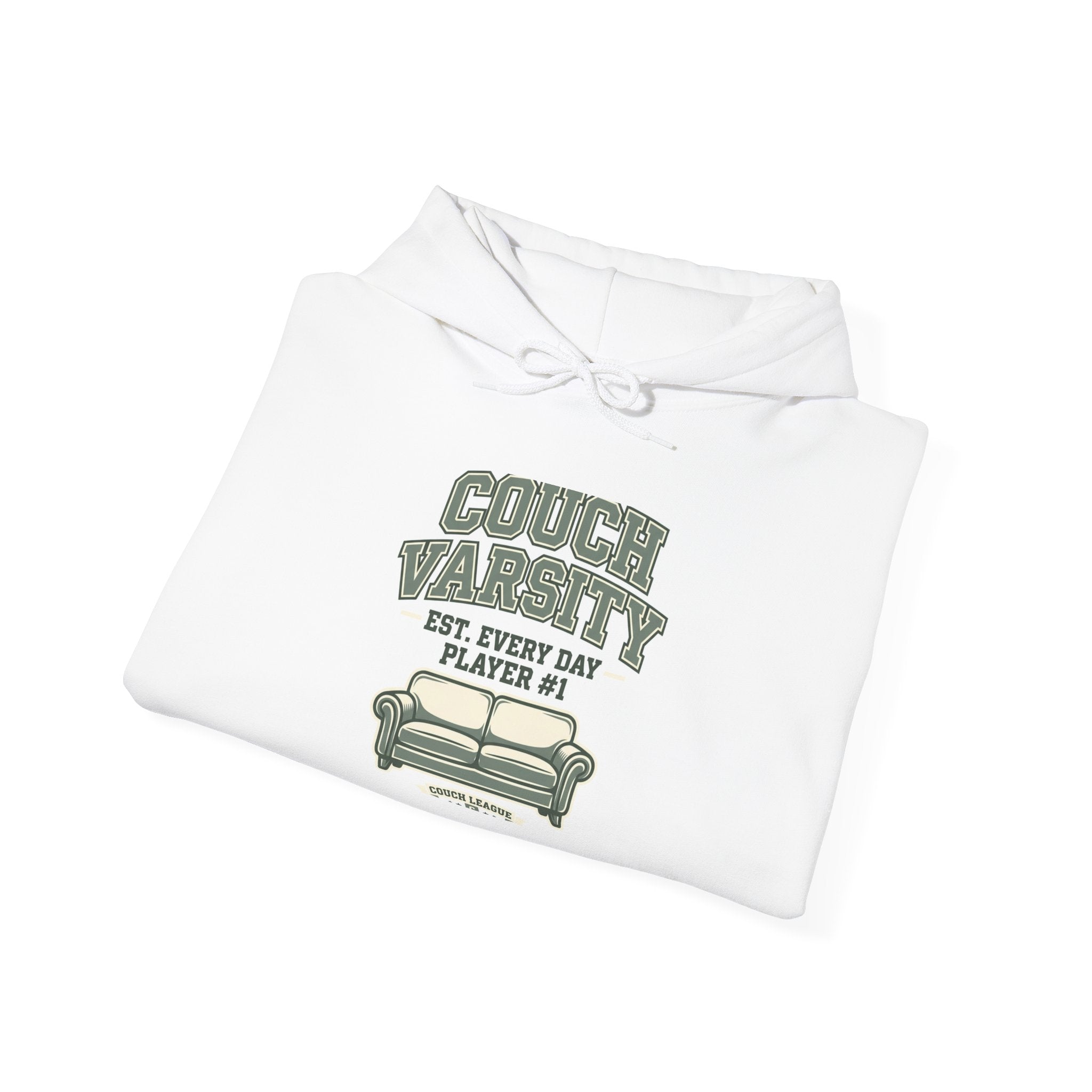 Couch Varsity Hoodie | Funny Lazy Collegiate Sweatshirt