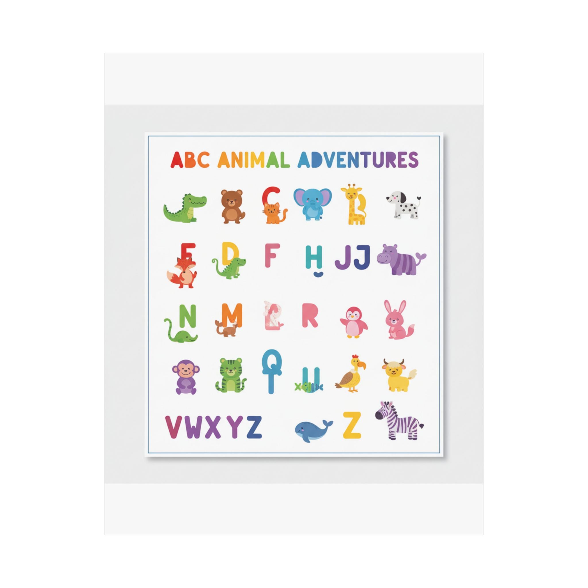 Alphabet Animals Kids Educational Poster | ABC Wall Art
