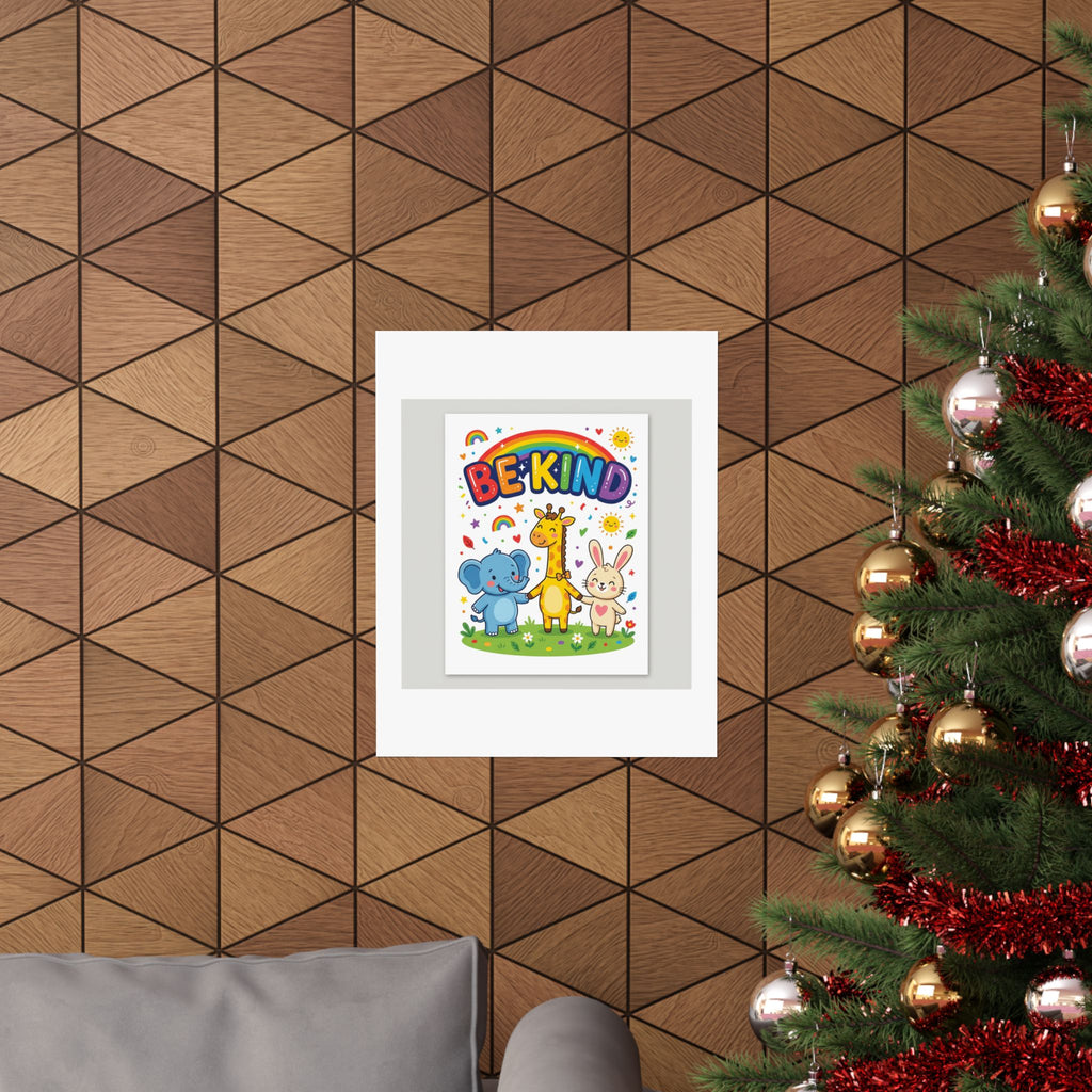 Be Kind Nursery Poster | Colorful Animals Kids Wall Art