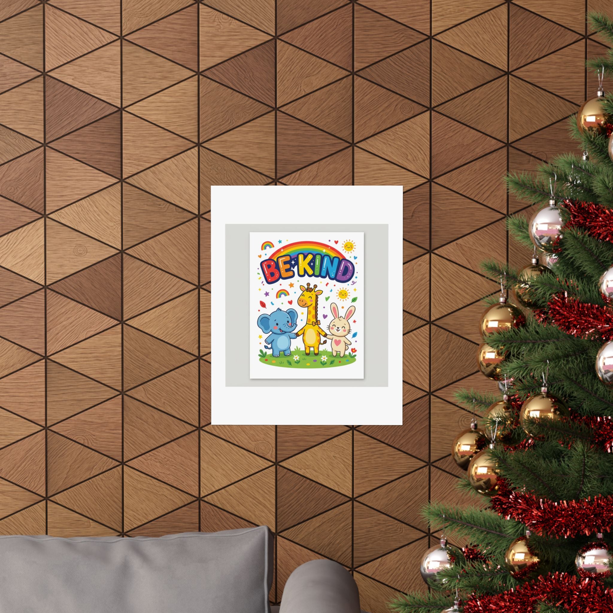 Be Kind Nursery Poster | Colorful Animals Kids Wall Art