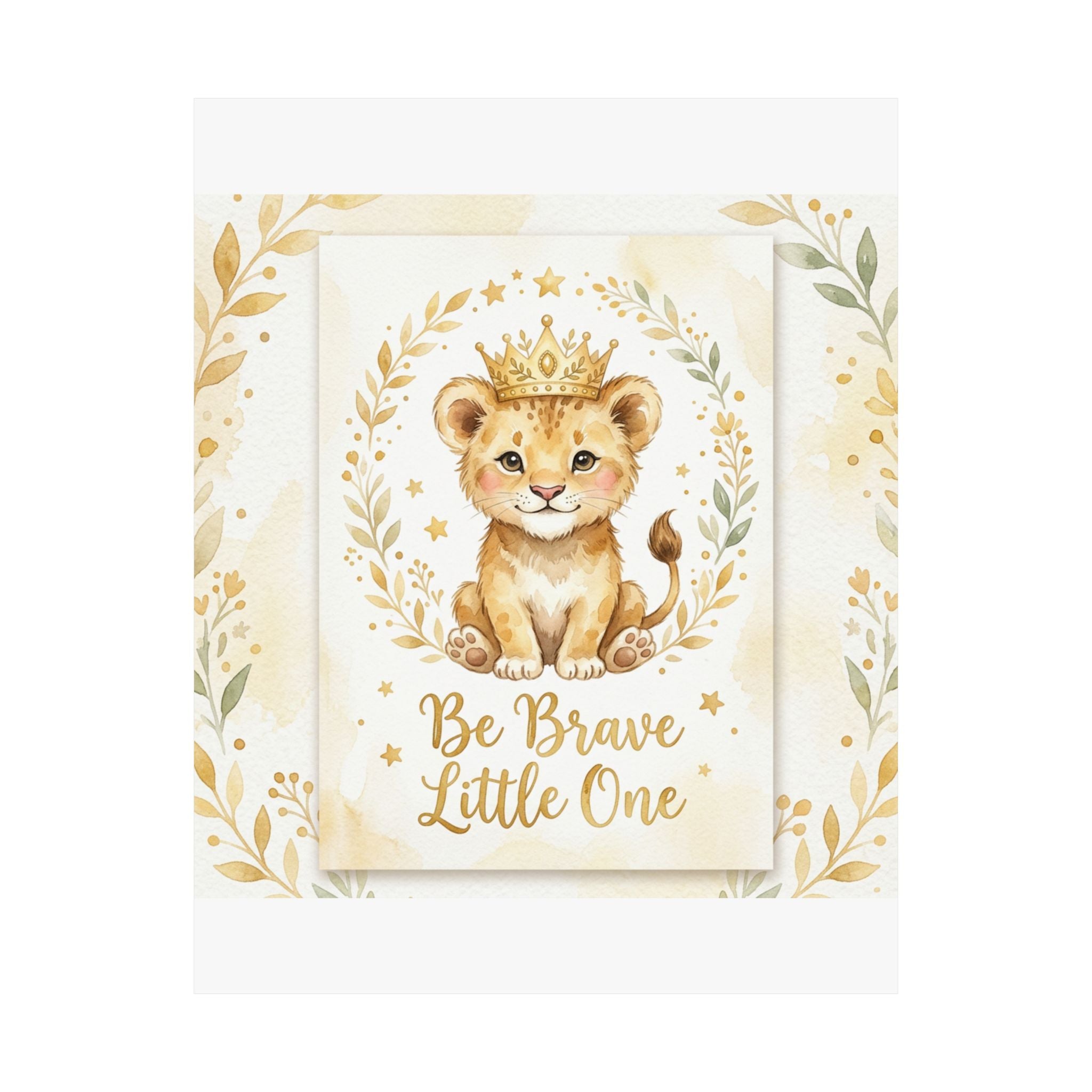 Be Brave Little One Nursery Poster — Lion Cub Kids Wall Art