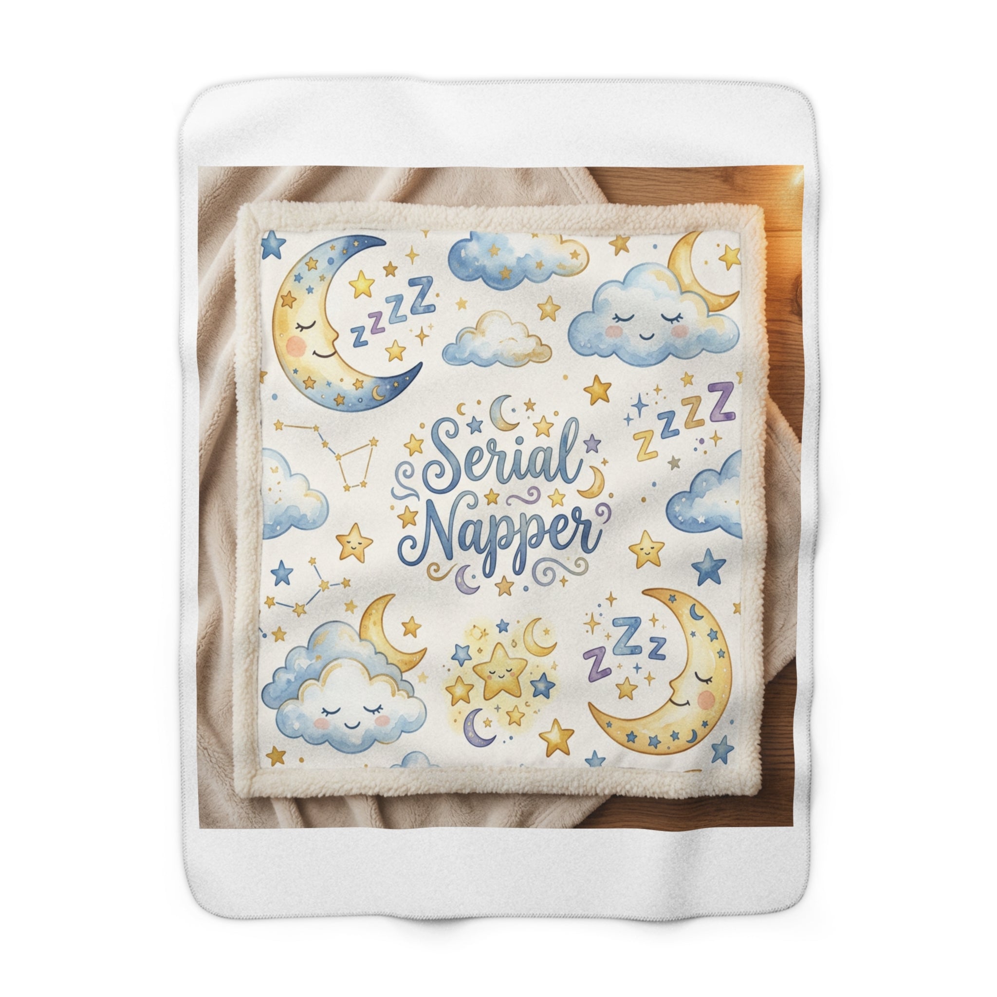 Serial Napper Sherpa Blanket | Funny Celestial Moon Gift | Cozy Throw