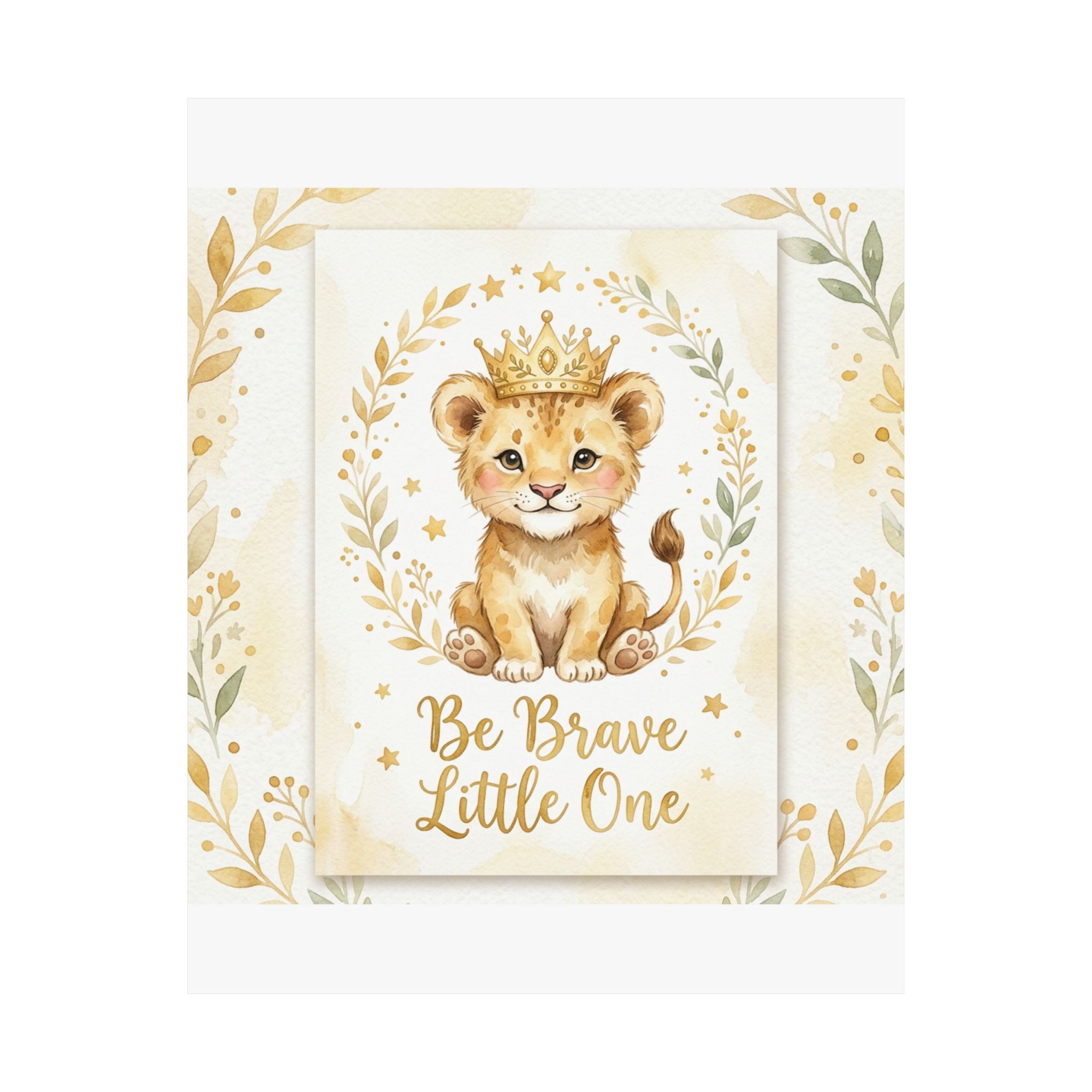 Be Brave Little One Nursery Poster — Lion Cub Kids Wall Art