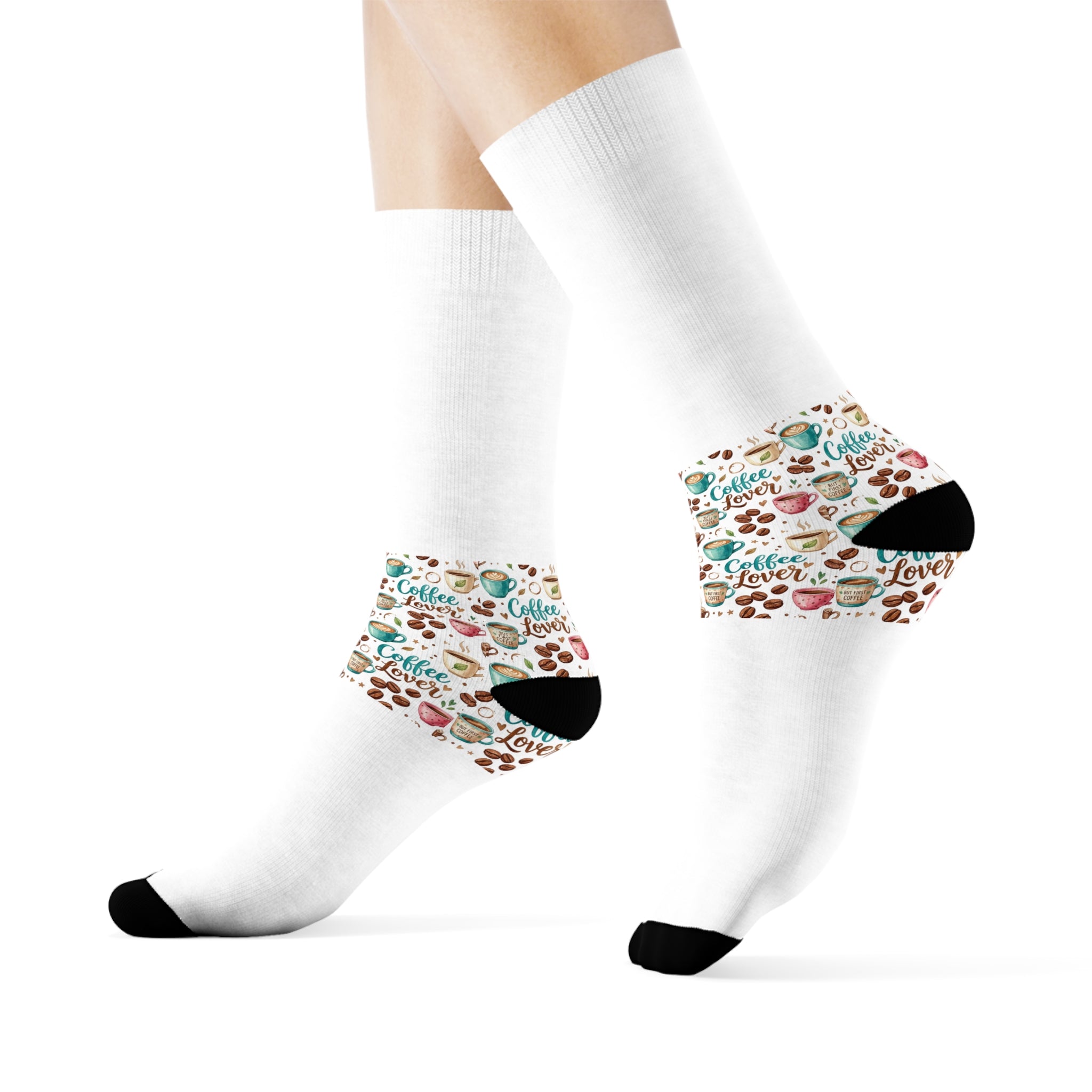 Coffee Lover Crew Socks | Watercolor Coffee Gift | Barista Socks