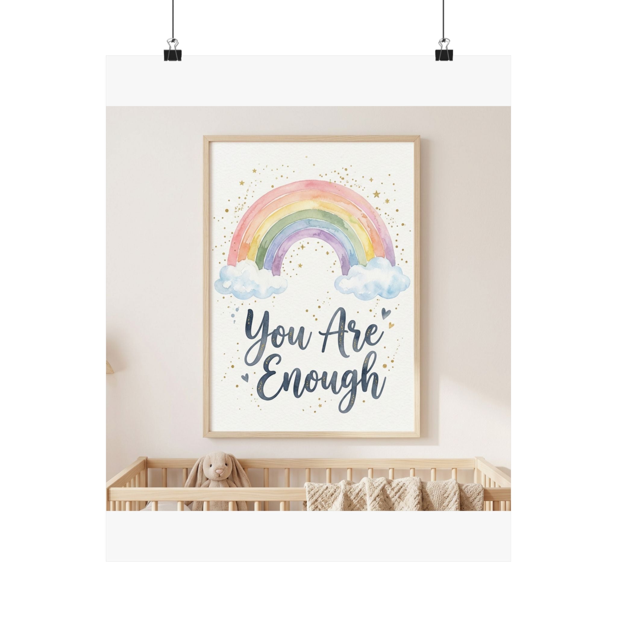 You Are Enough Inspirational Kids Room Poster | Rainbow Wall Art