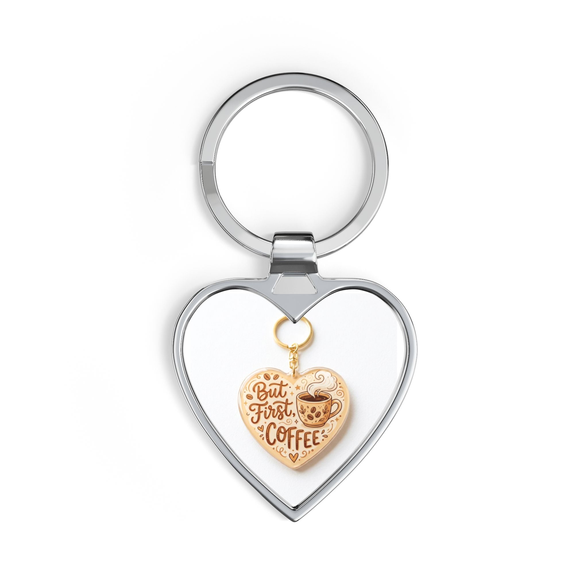 But First Coffee Heart Keychain | Caffeine Lover Gift | Cute Keychain
