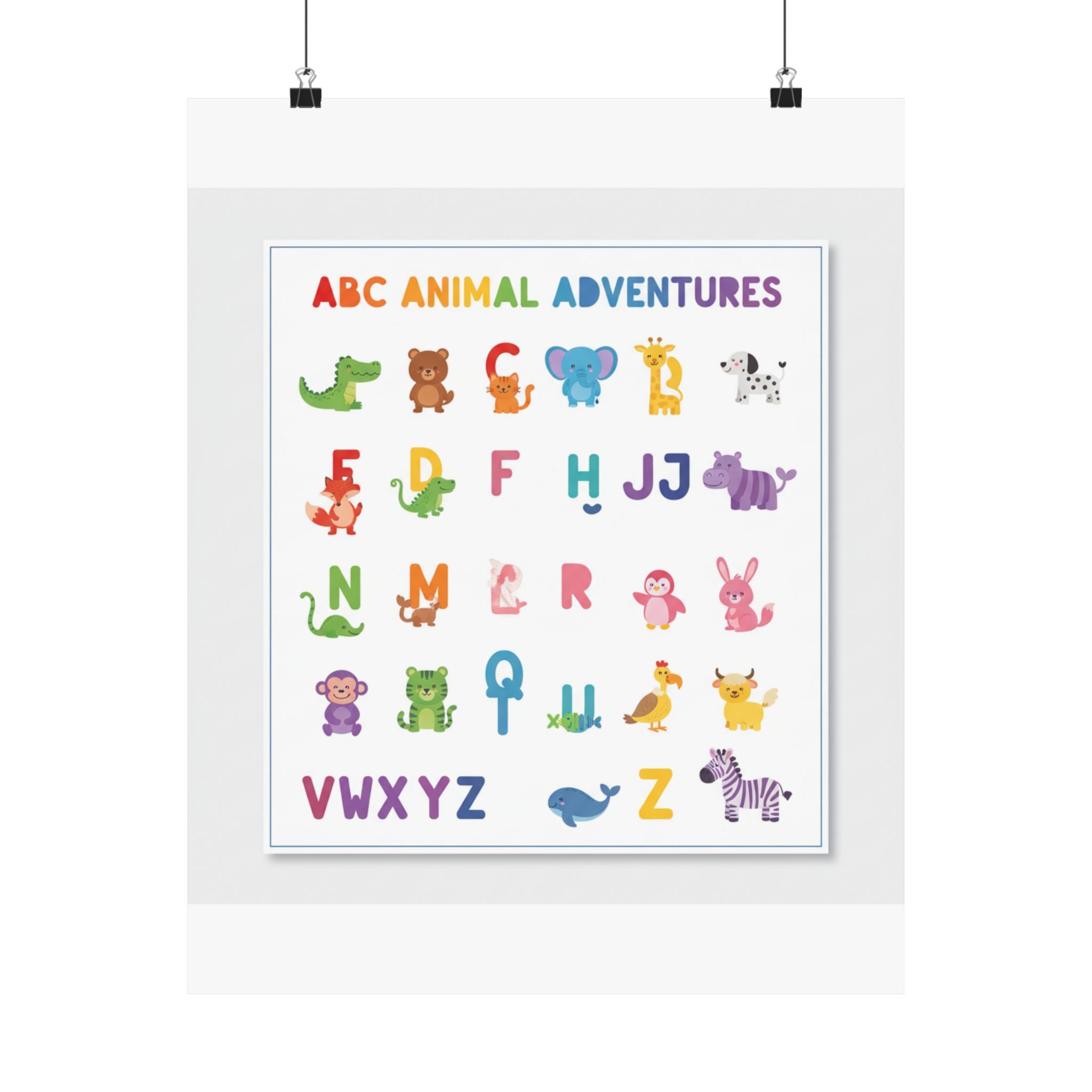 Alphabet Animals Kids Educational Poster | ABC Wall Art