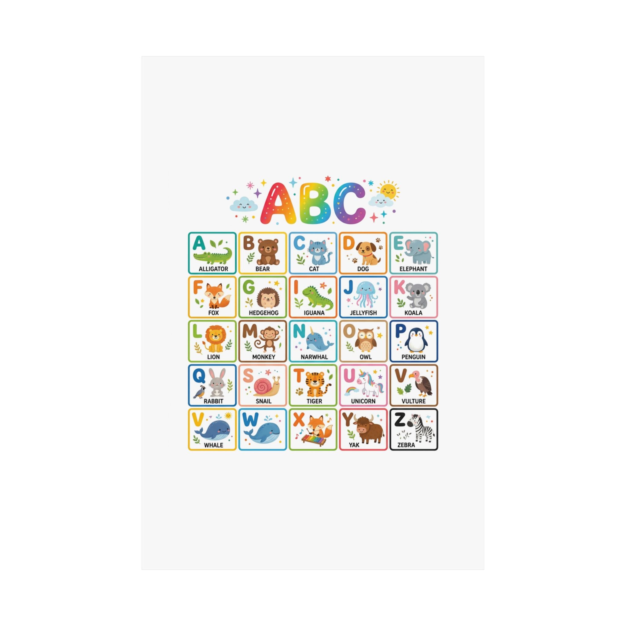 ABC Animals Learning Poster | Colorful Educational Kids Wall Art