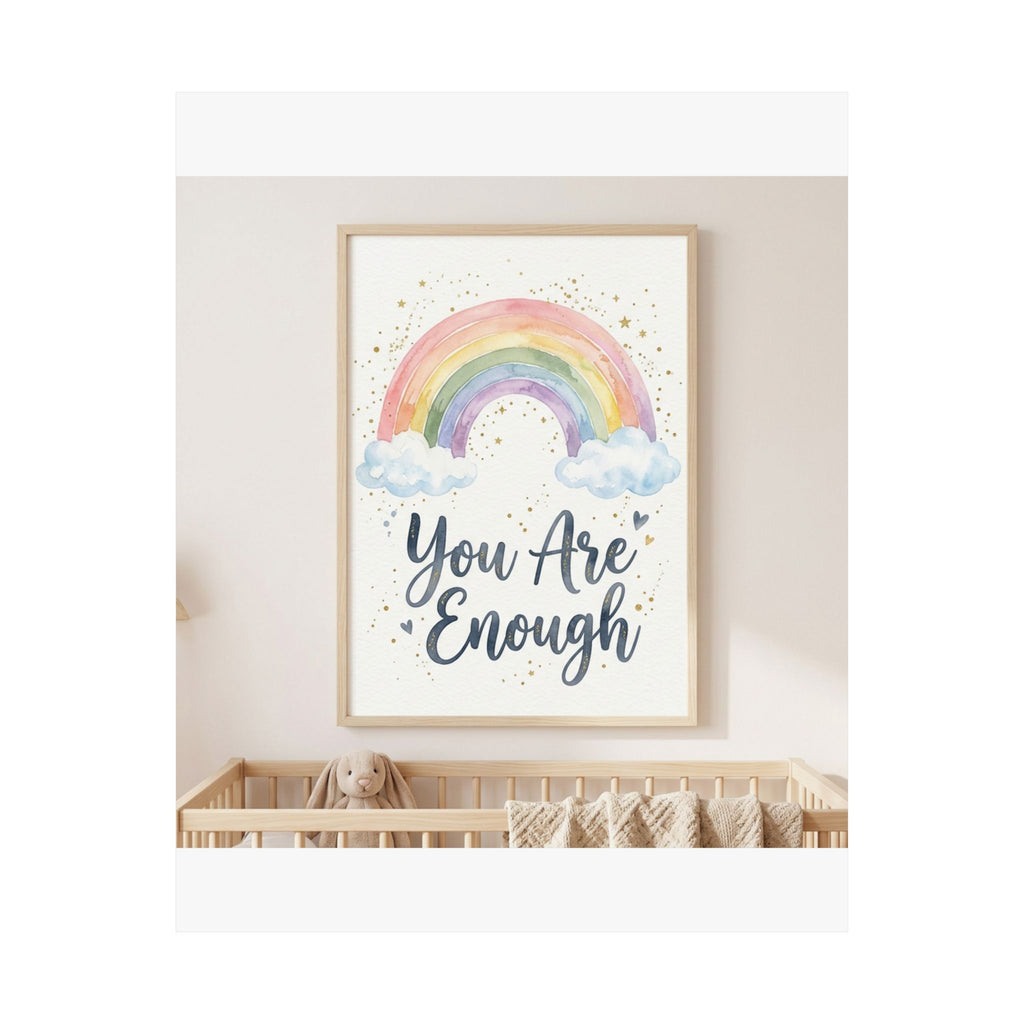 You Are Enough Inspirational Kids Room Poster | Rainbow Wall Art