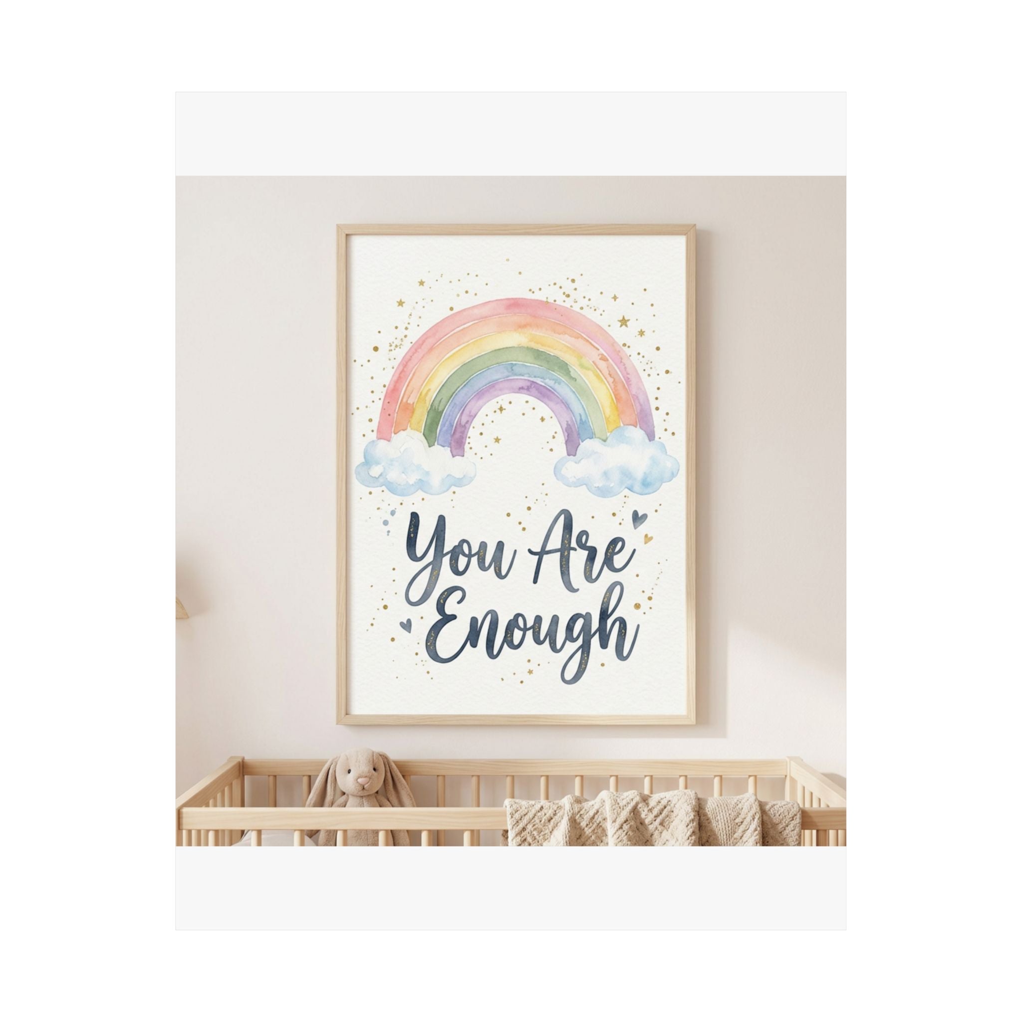 You Are Enough Inspirational Kids Room Poster | Rainbow Wall Art