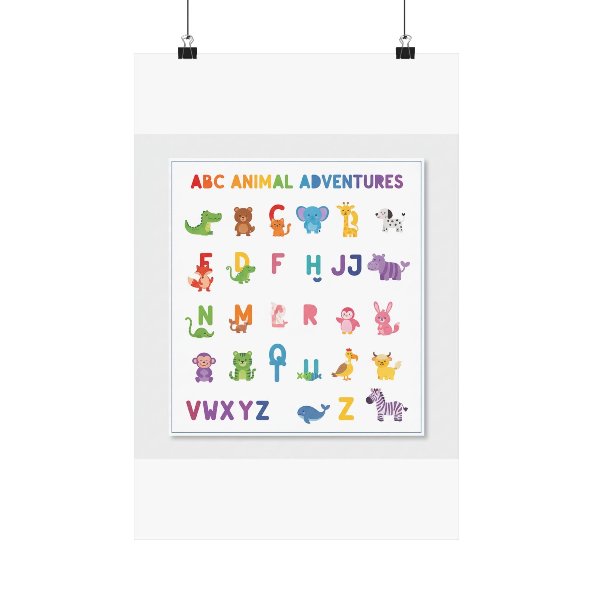 Alphabet Animals Kids Educational Poster | ABC Wall Art