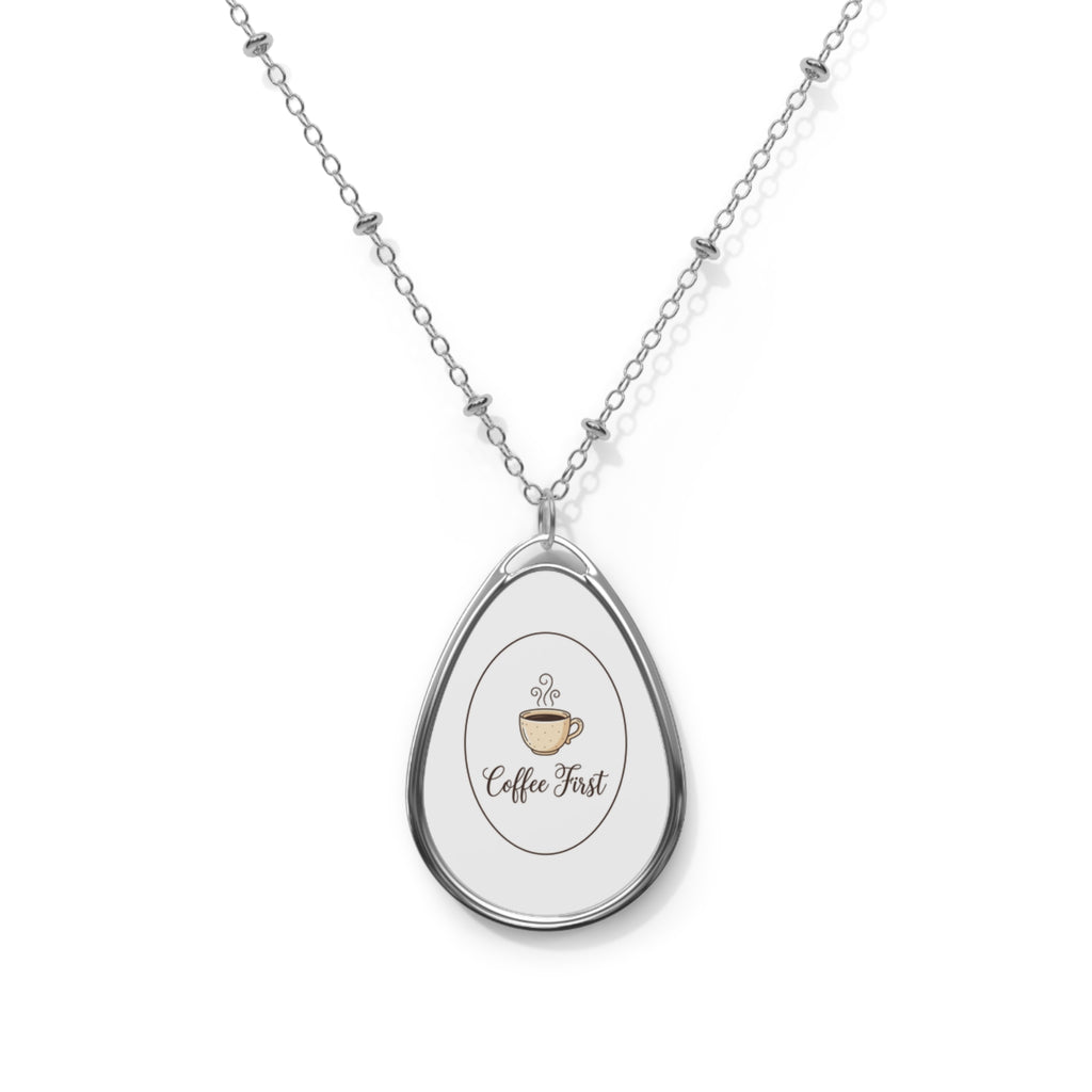 Coffee Lover Necklace | Oval Pendant Jewelry | Barista Gift For Her