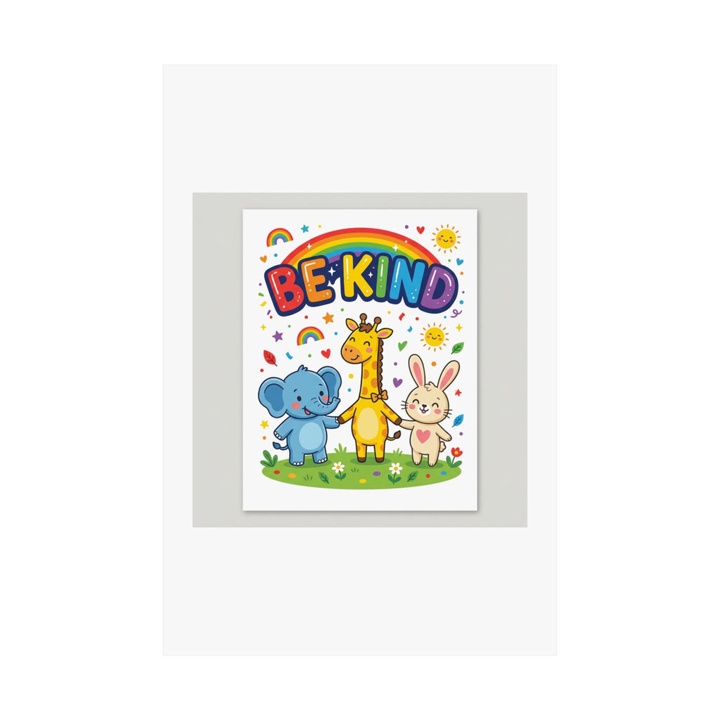 Be Kind Nursery Poster | Colorful Animals Kids Wall Art