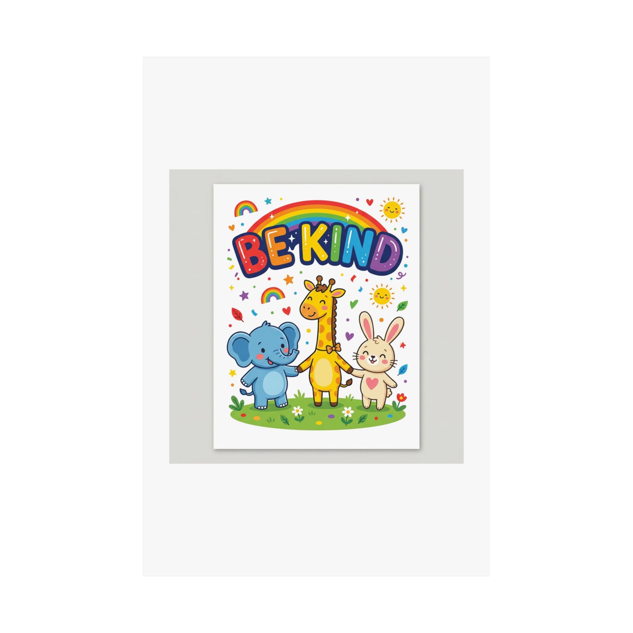 Be Kind Nursery Poster | Colorful Animals Kids Wall Art