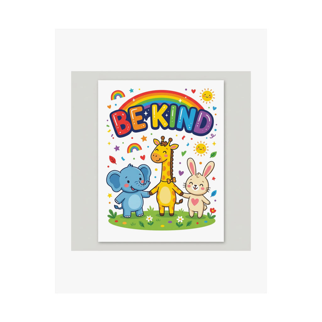 Be Kind Nursery Poster | Colorful Animals Kids Wall Art