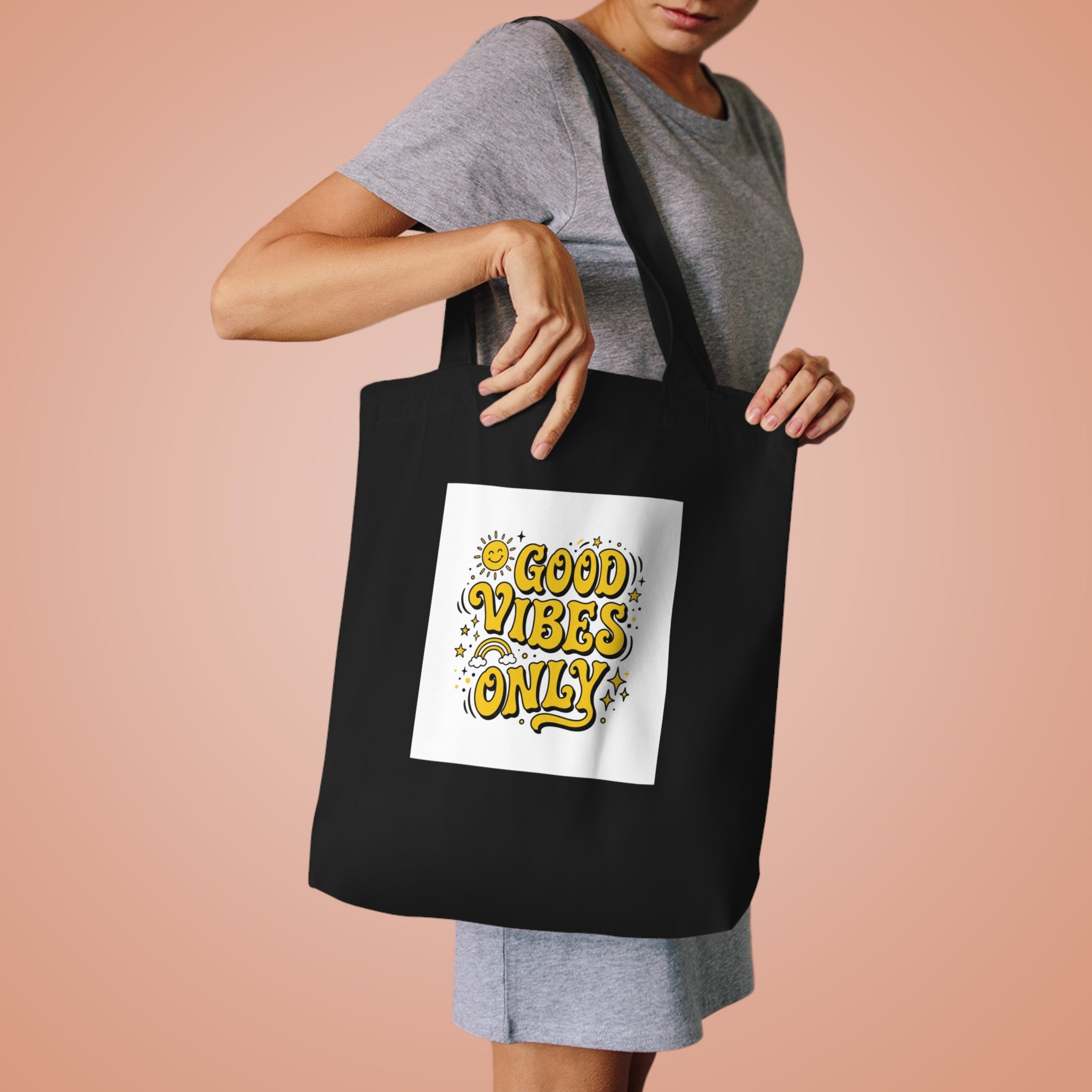 Good Vibes Only Tote Bag | Retro Groovy Aesthetic Bag