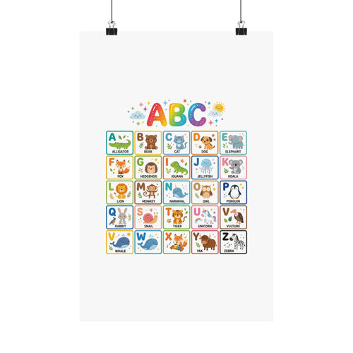ABC Animals Learning Poster | Colorful Educational Kids Wall Art