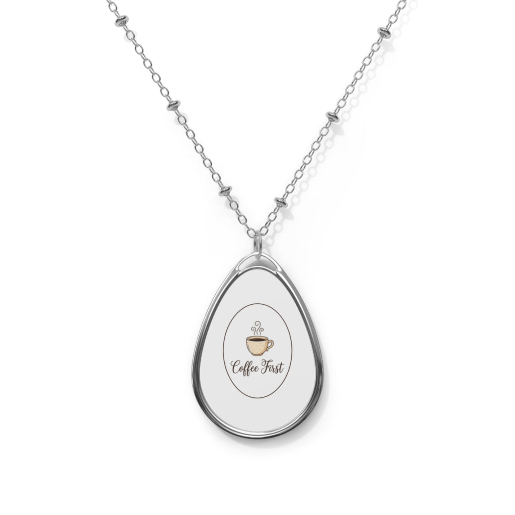 Coffee Lover Oval Necklace | Pendant Jewelry | Caffeine Gift