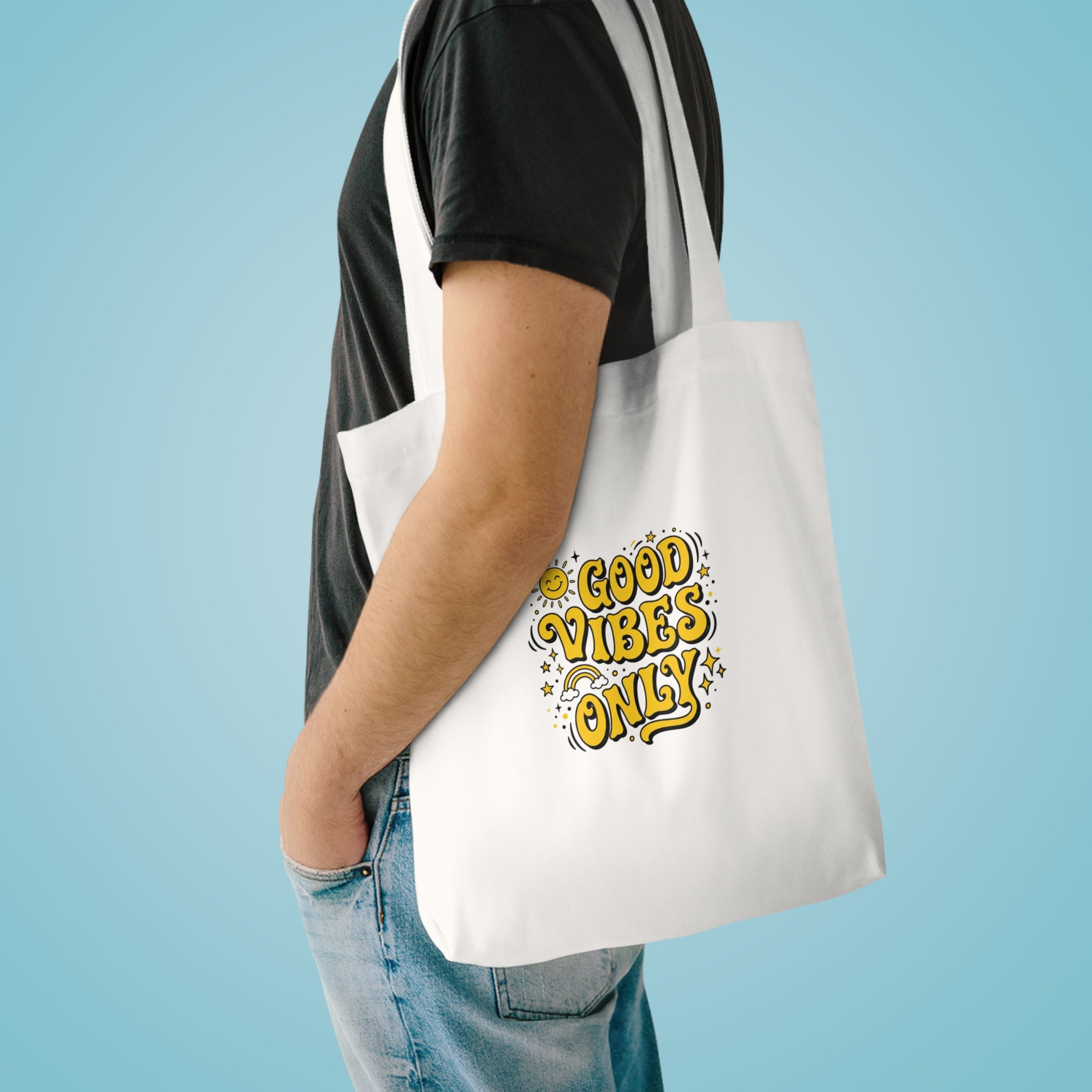 Good Vibes Only Tote Bag | Retro Groovy Aesthetic Bag