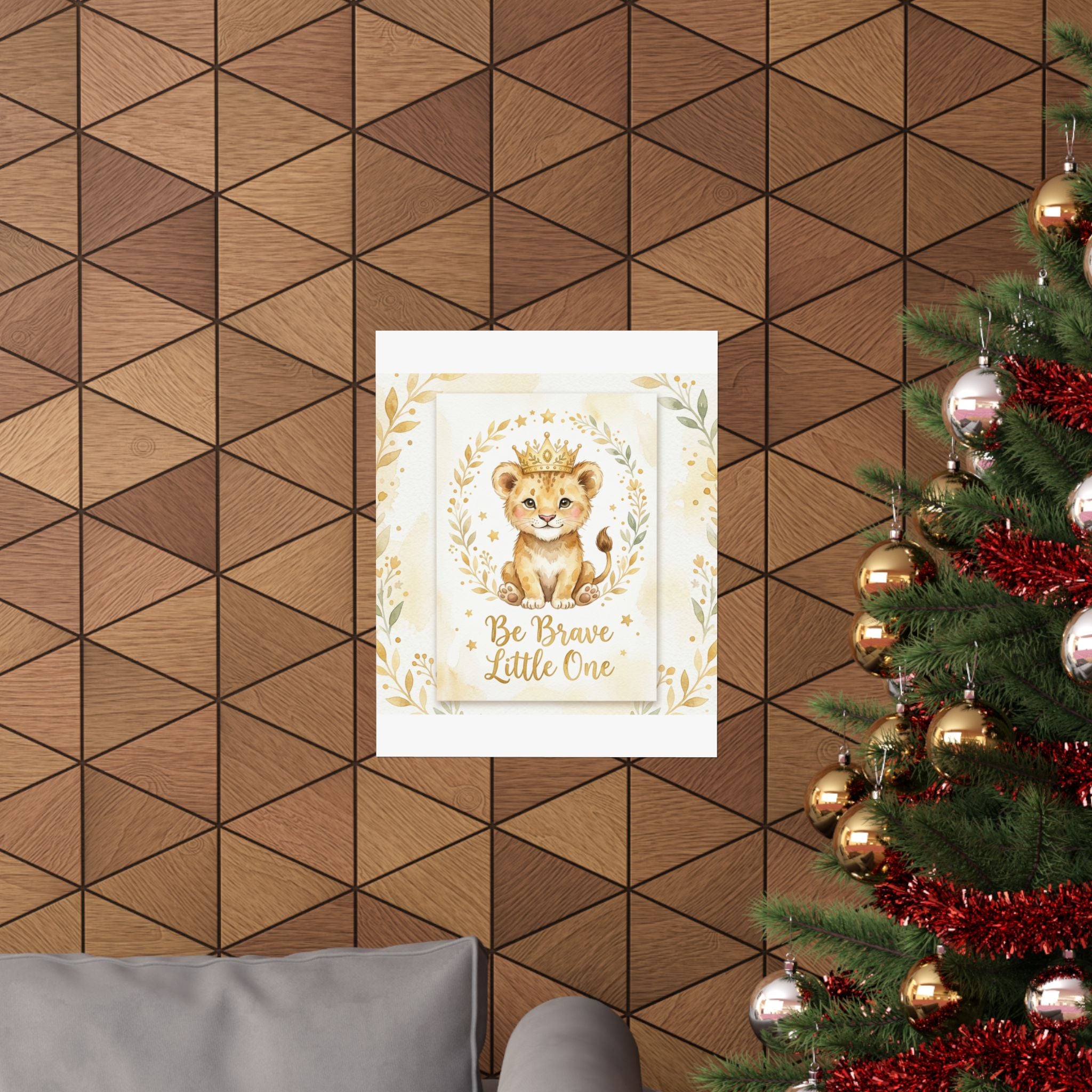Be Brave Little One Nursery Poster — Lion Cub Kids Wall Art
